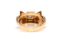 Bague Tank en or jaune et diamants