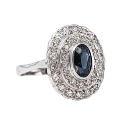 Bague  Pompadour  Or blanc  Saphir