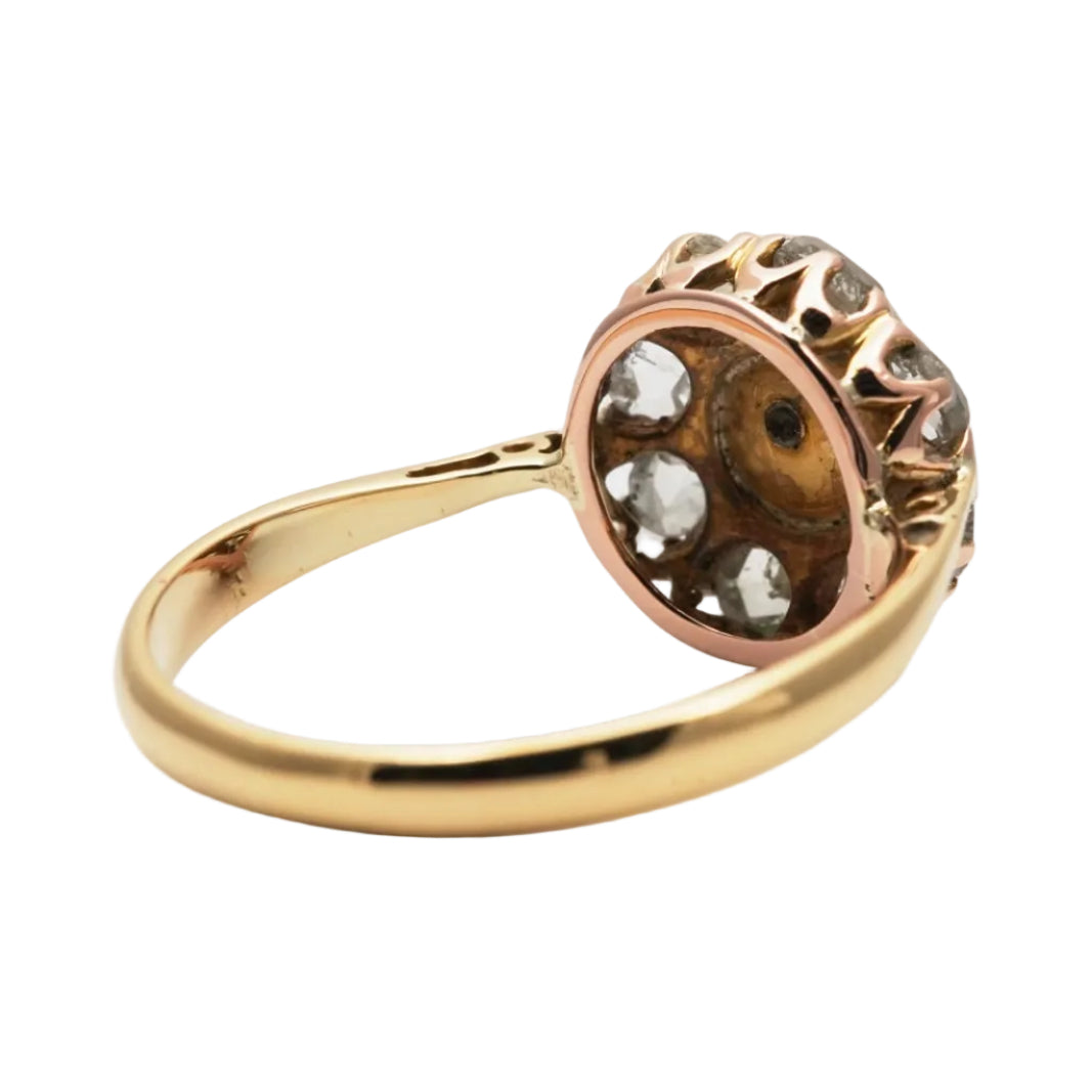 Bague Entourage en or jaune, perle et diamants