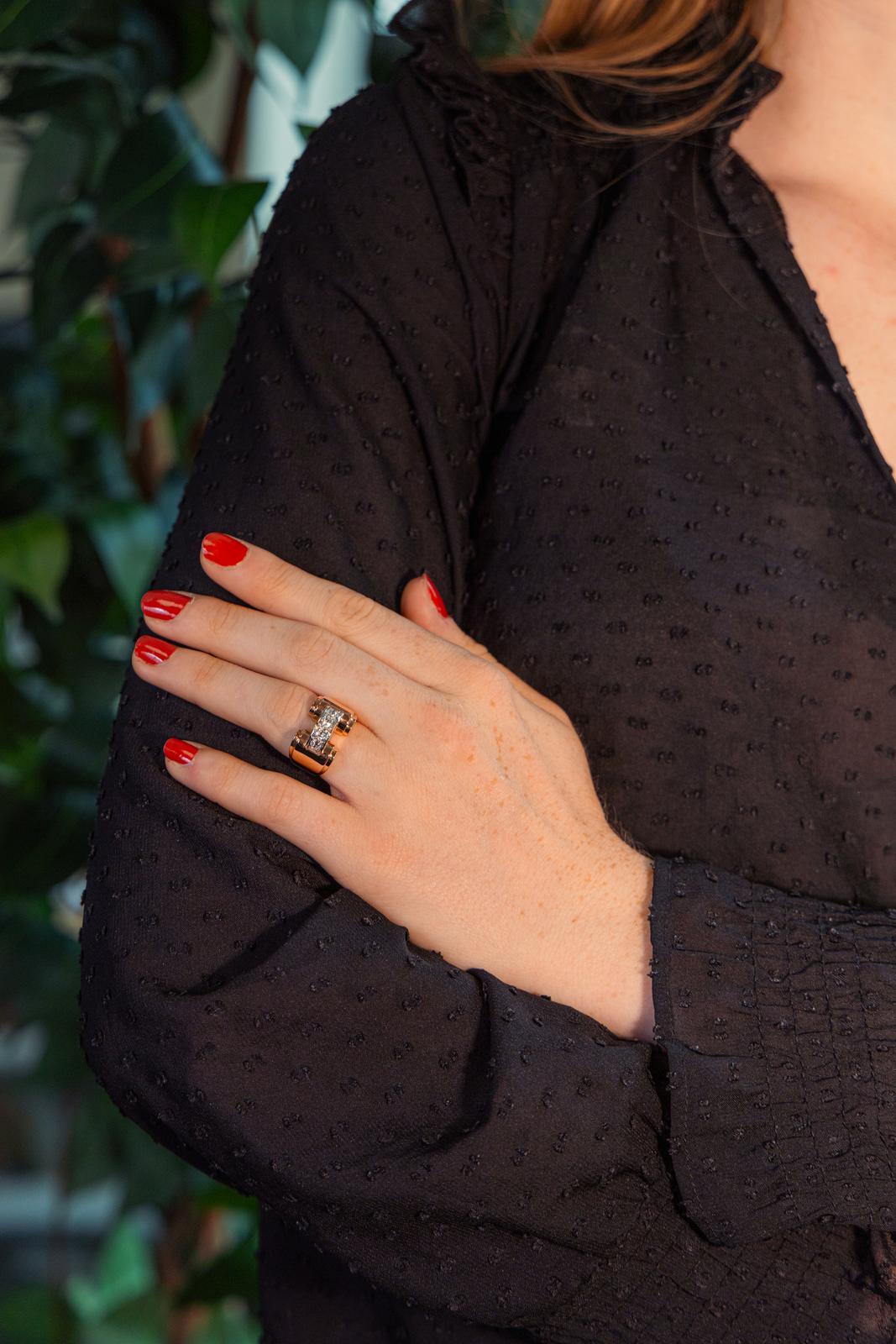Bague Tank Or jaune Diamant