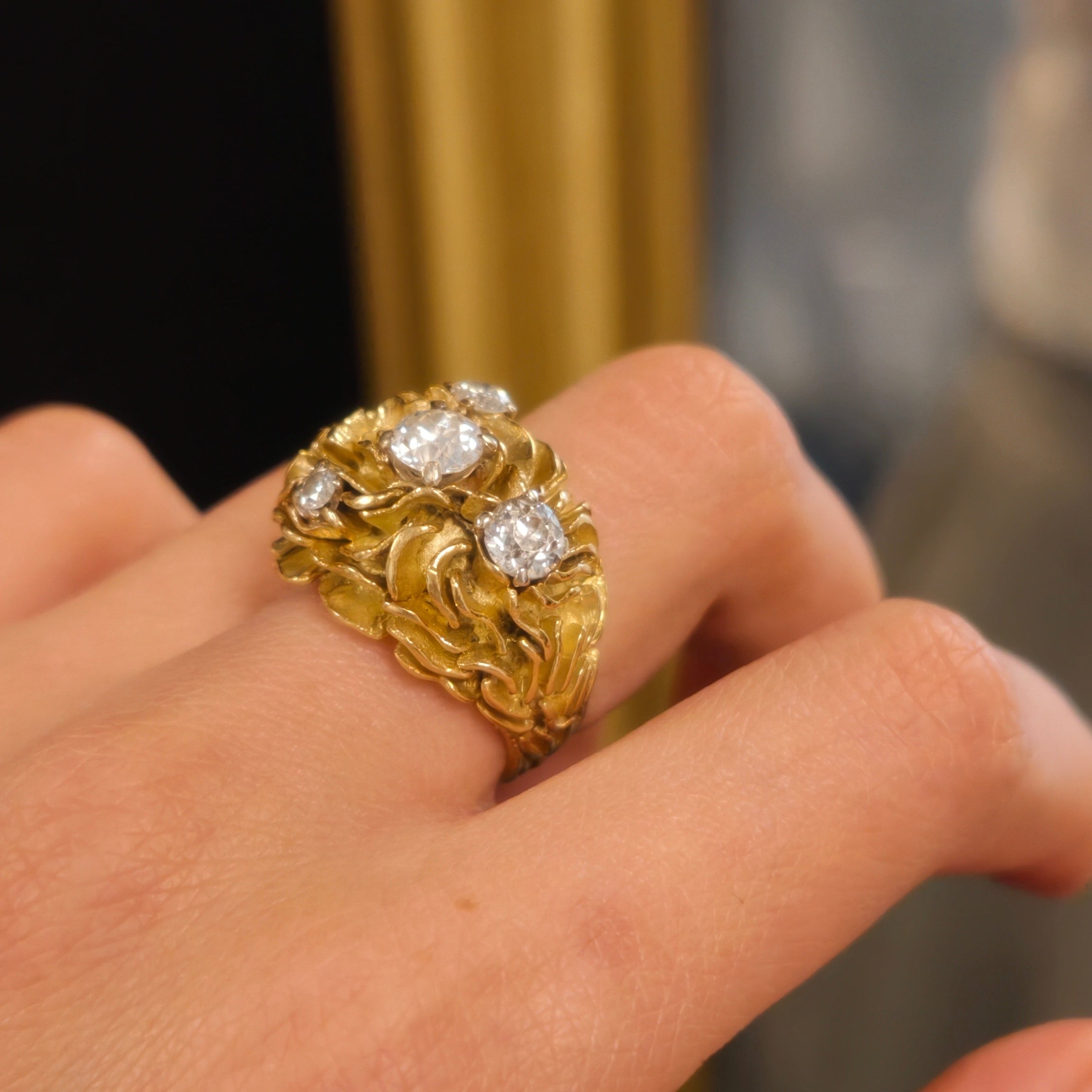 Bague Cocktail en or jaune et diamants