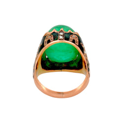Bague Cocktail en or jaune, émail, émeraude et diamants