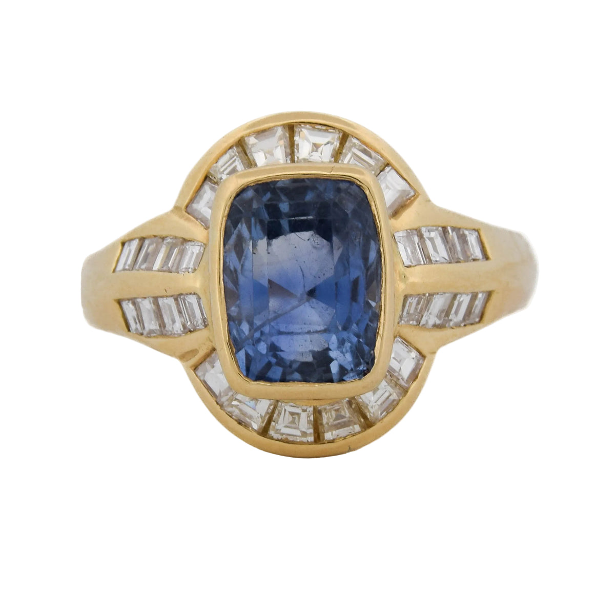 Bague Entourage en or jaune, saphir et diamants