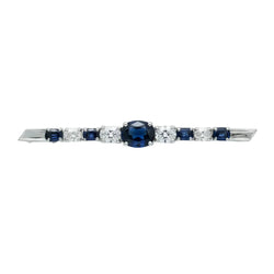 Broche Épingle en or blanc, saphirs et diamants