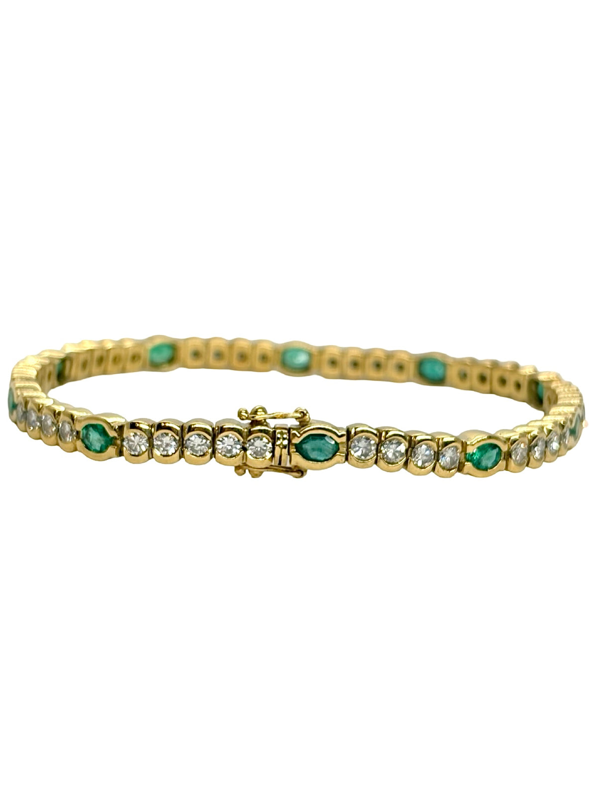 Bracelet Ligne en or jaune, émeraudes et diamants