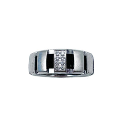Bague Bandeau CHAUMET "Class One" en or blanc, diamants et caoutchouc