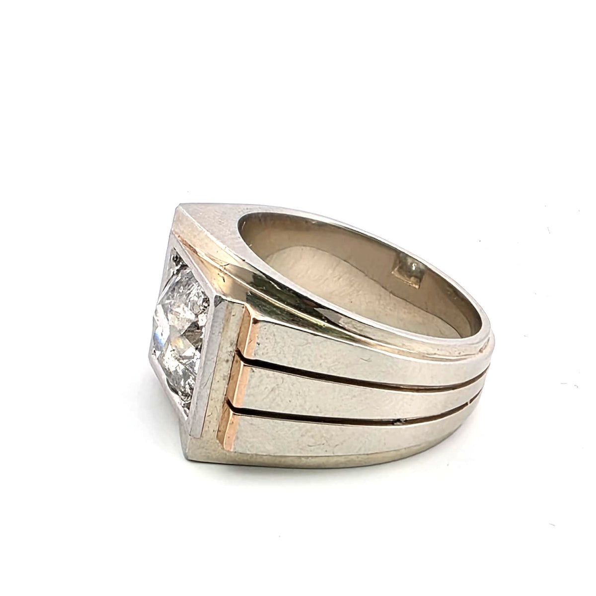 Bague Tank en or blanc, or jaune et diamants
