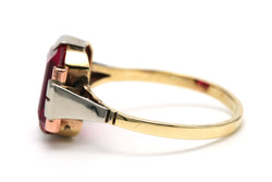 Bague Solitaire en or blanc, or jaune et rubis