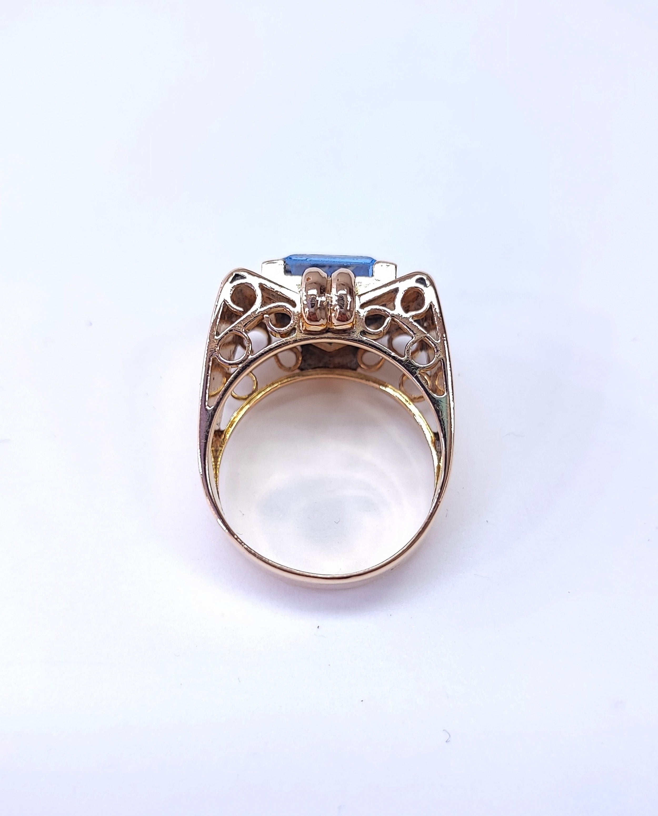 Bague Tank en or et aigue-marine