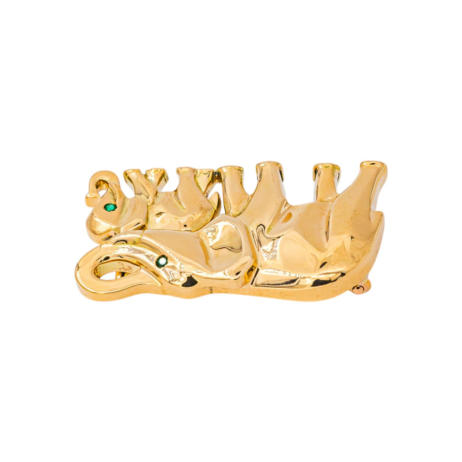 Cartier Broche Route des indes Or jaune Emeraude