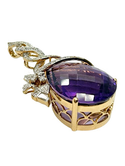 Pendentif or jaune, améthyste et diamants