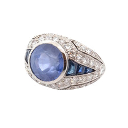 Bague Dôme en platine, saphirs et diamants