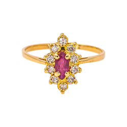 Bague Marquise Or jaune Rubis