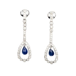 Boucles d'oreilles Pendantes en or blanc, saphirs et diamants
