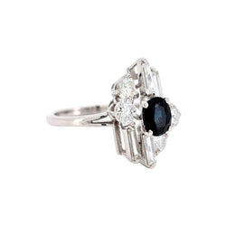 Bague Cocktail en or blanc, saphir et diamants