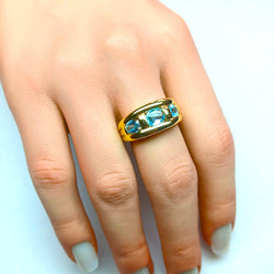 Bague Trilogie en or jaune et topazes