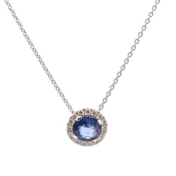 Collier Pendentif en or blanc, saphir et diamants