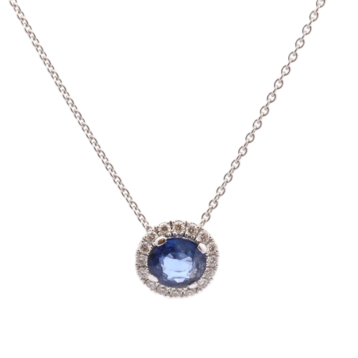 Collier Pendentif en or blanc, saphir et diamants