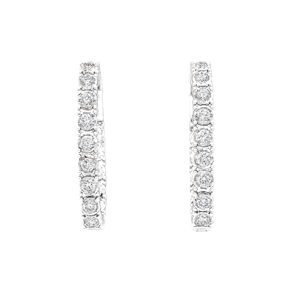 Boucles d'oreilles Créoles en or blanc et diamants