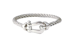 Bracelet FRED "Force 10" en or blanc et acier