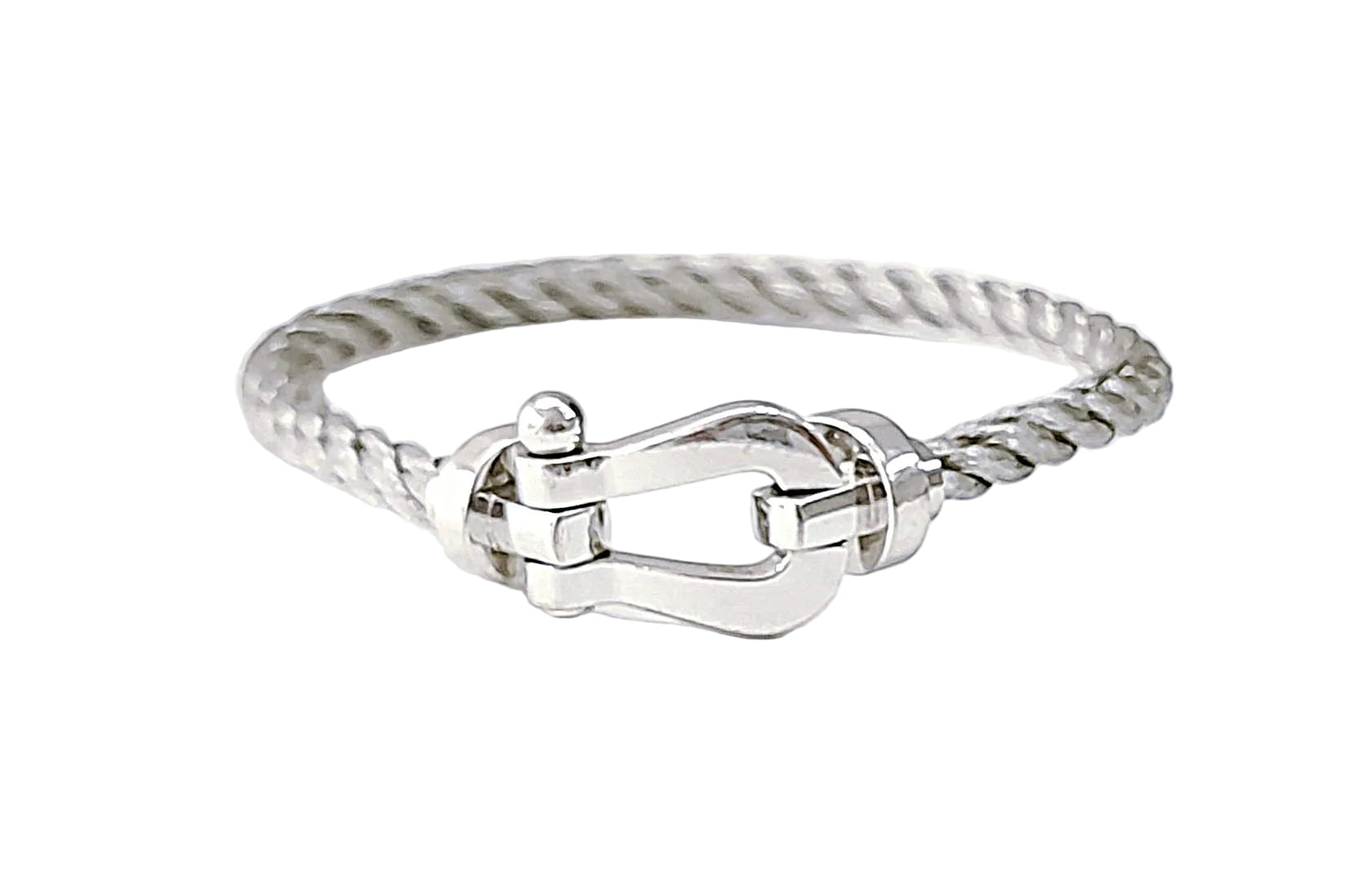 Bracelet FRED "Force 10" en or blanc et acier