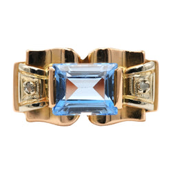Bague Tank en or jaune, spinelle et diamants