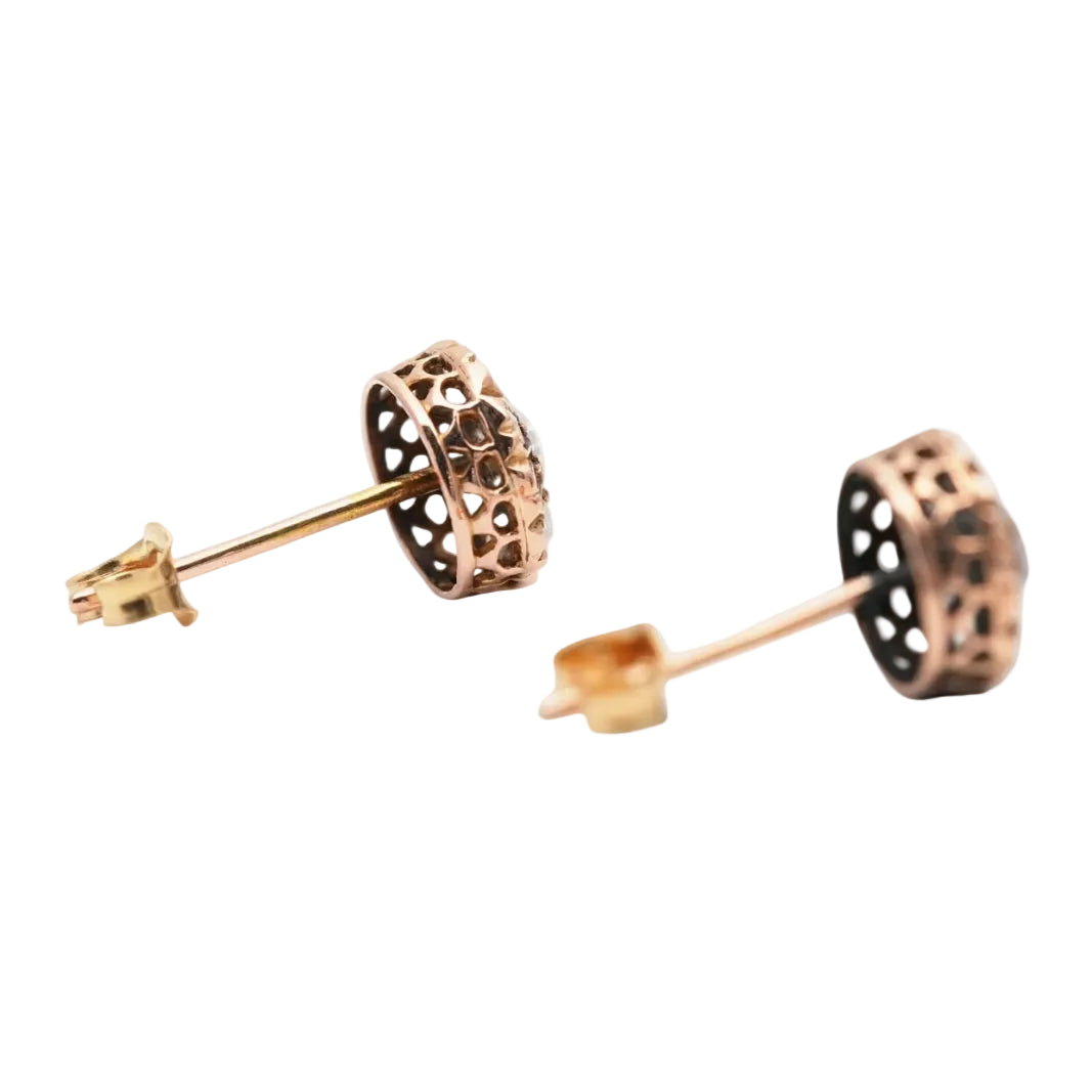 Boucles d'oreilles Puces en or jaune, opales et diamants