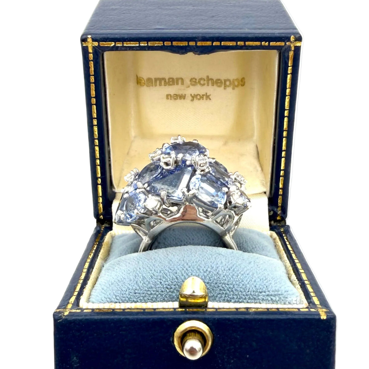 Bague Cocktail SEAMAN SCHEPPS "Bubbles" en or blanc, saphirs et diamants
