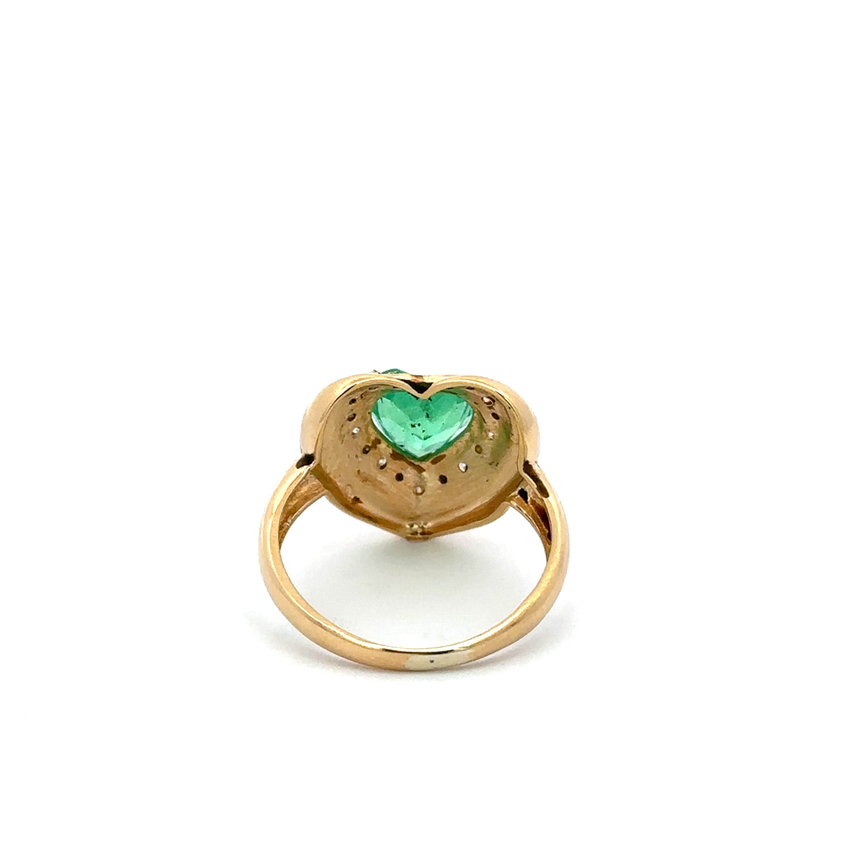 Bague Entourage en or jaune, émeraude et diamants