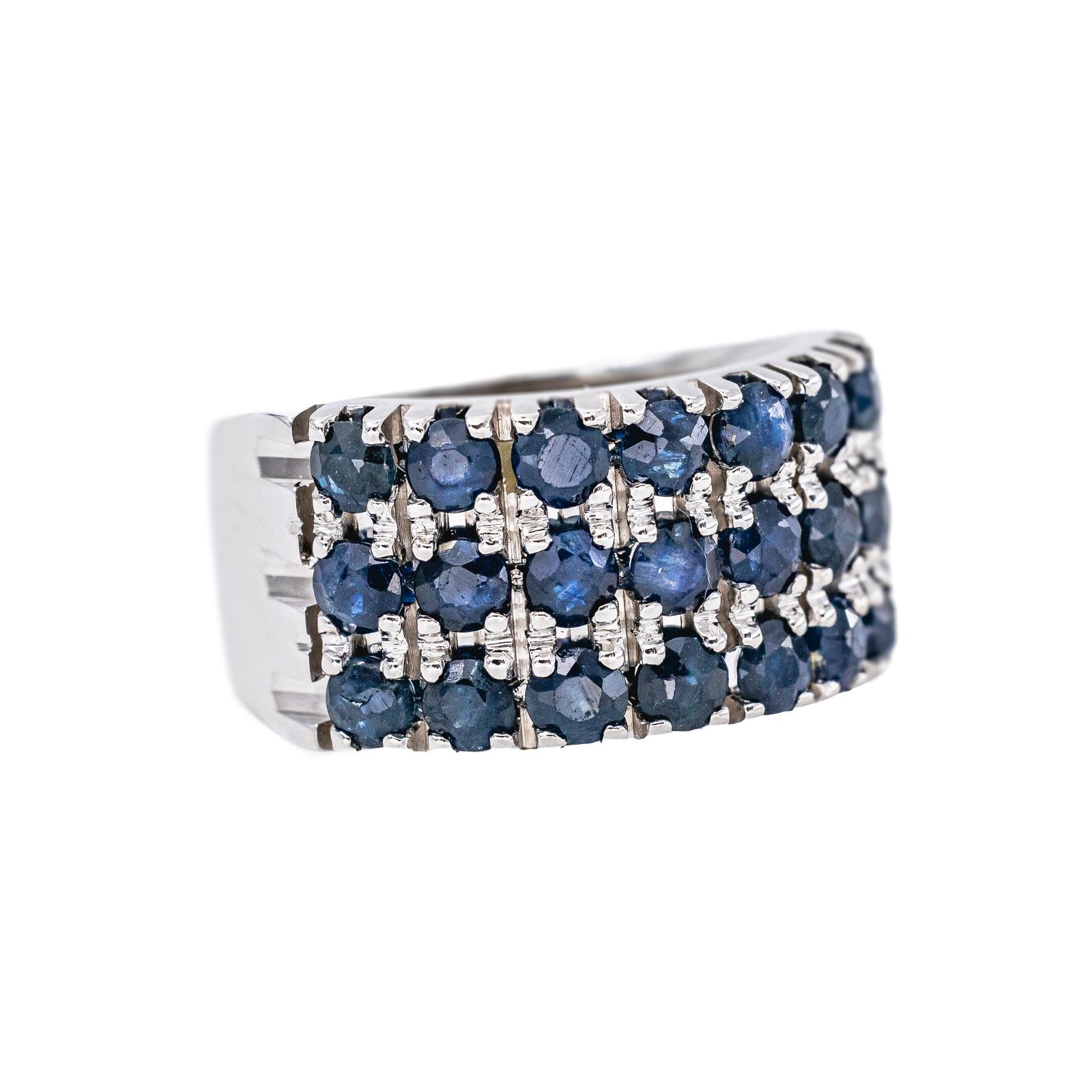 Bague Bandeau Or blanc Saphir