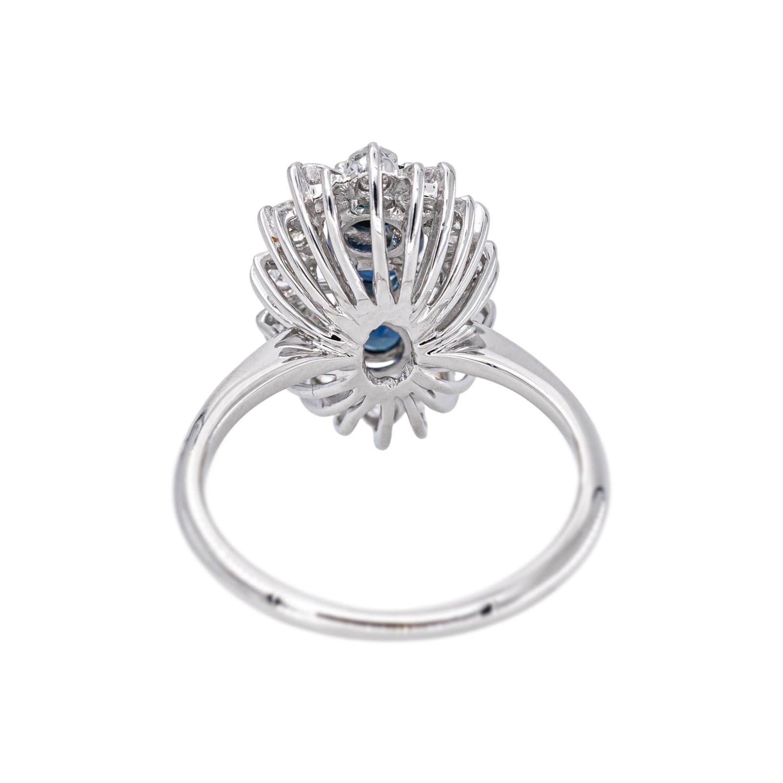 Bague Marquise Or blanc Saphir