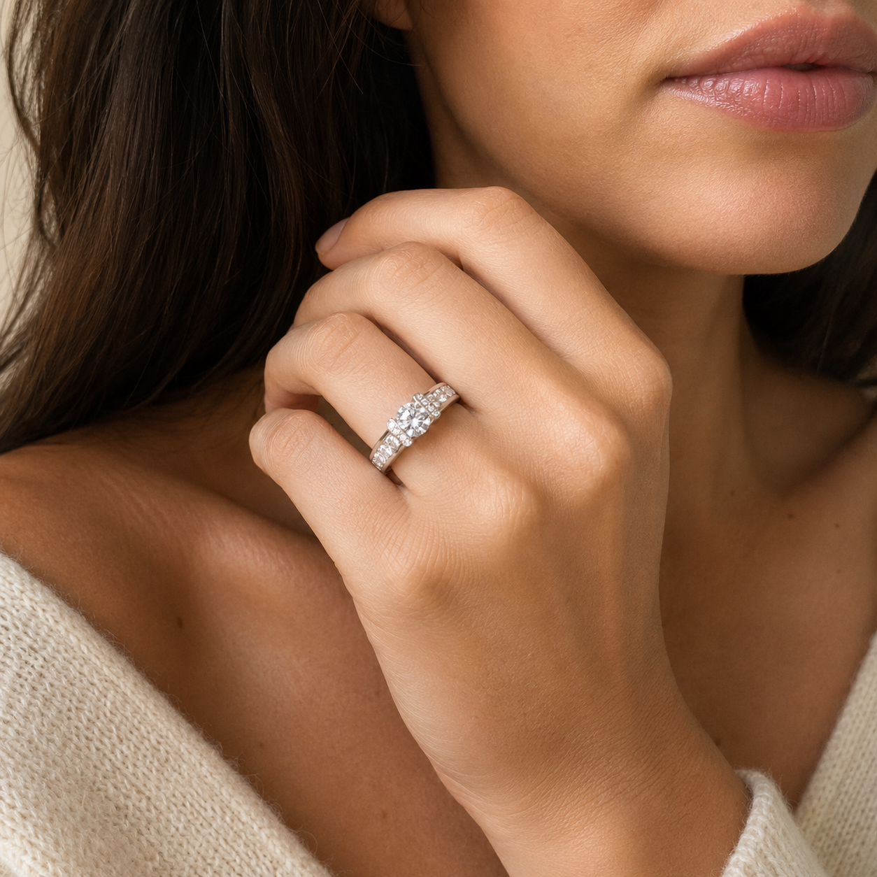 Bague Bandeau en or blanc et diamants