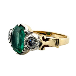 Bague Trilogie en or jaune, émeraude et diamants