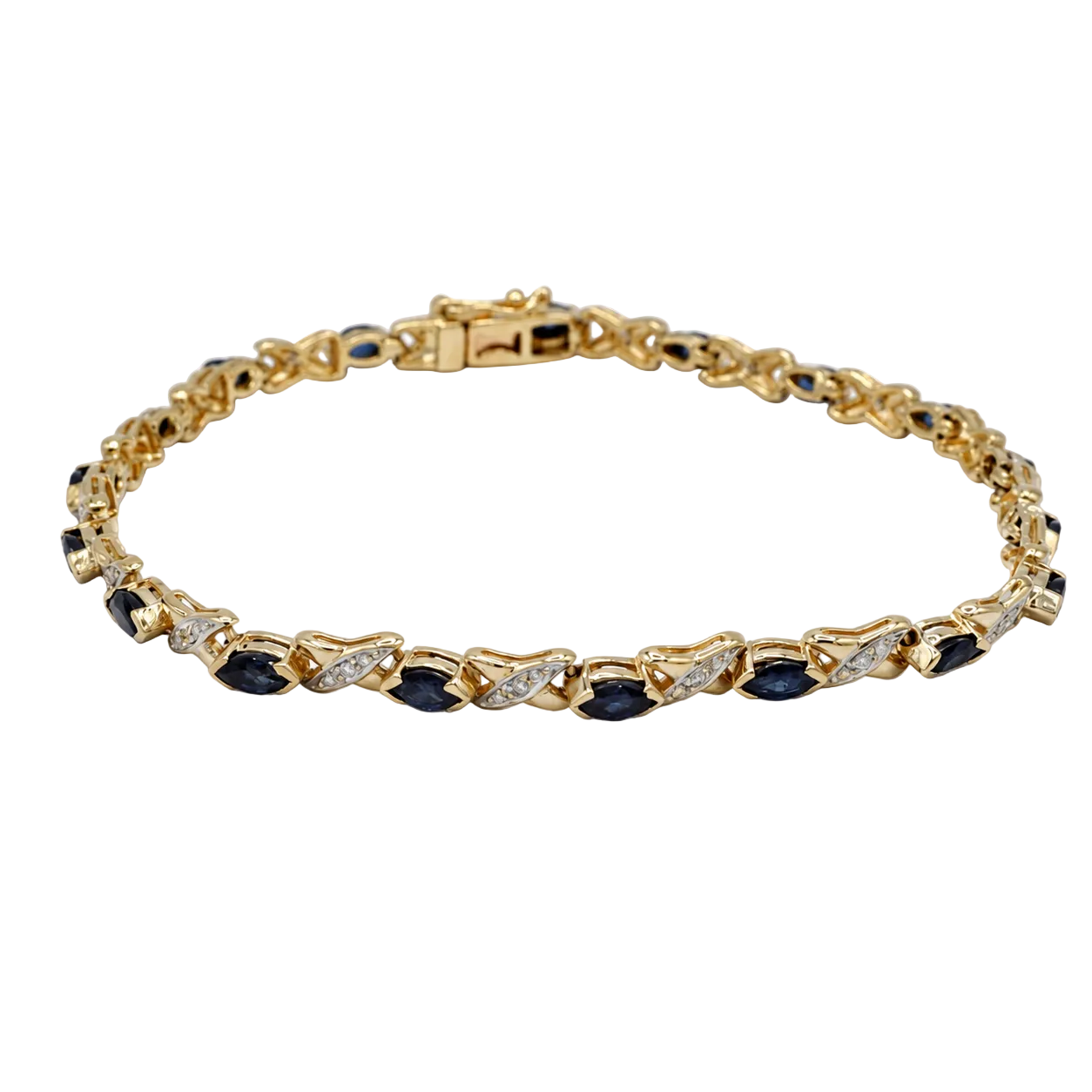 Bracelet Ligne en or jaune, saphirs et diamants