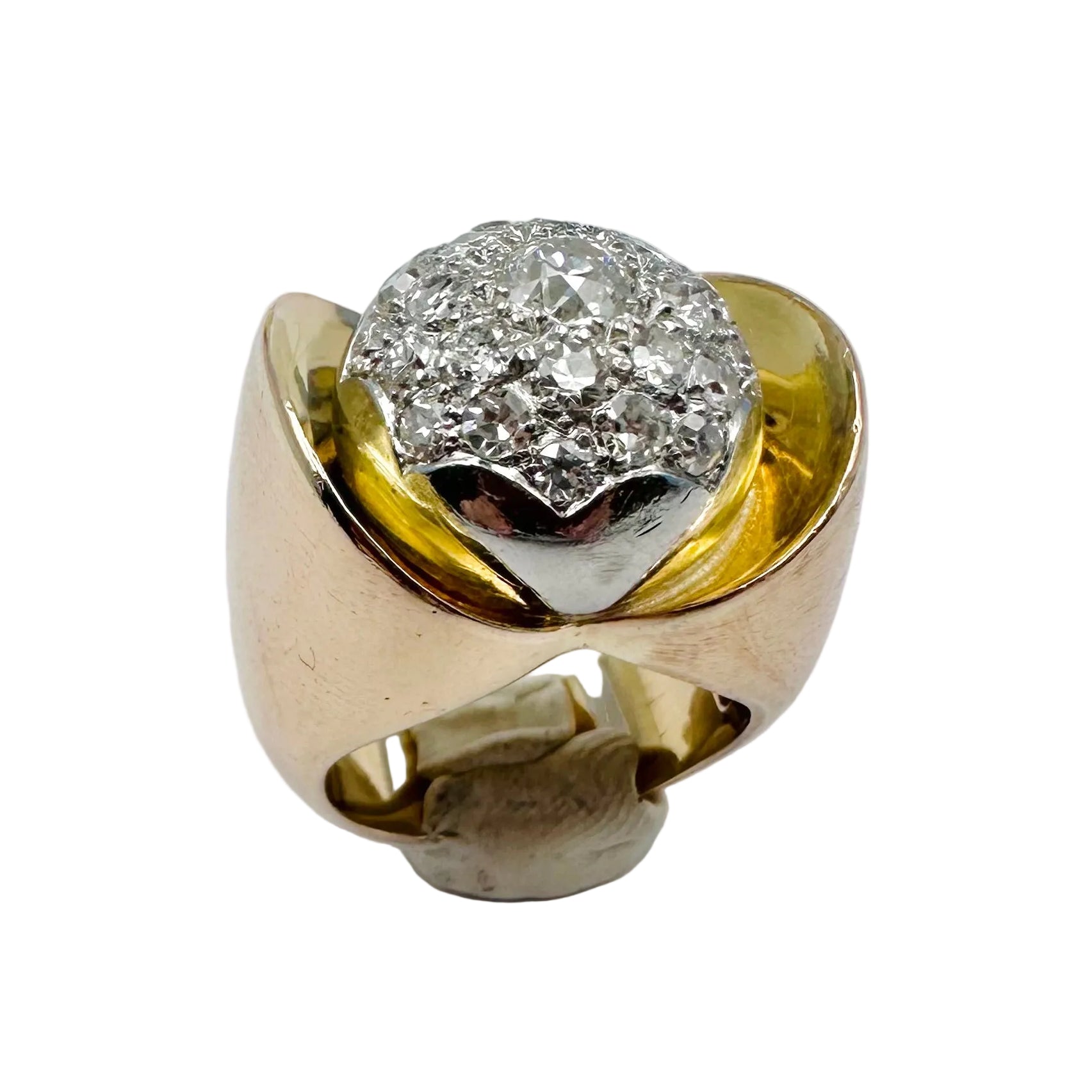 Bague Dôme en or jaune et diamants