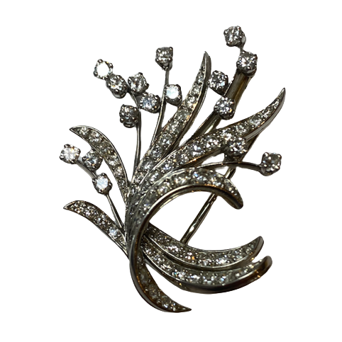 Broche Clip en or blanc et diamants