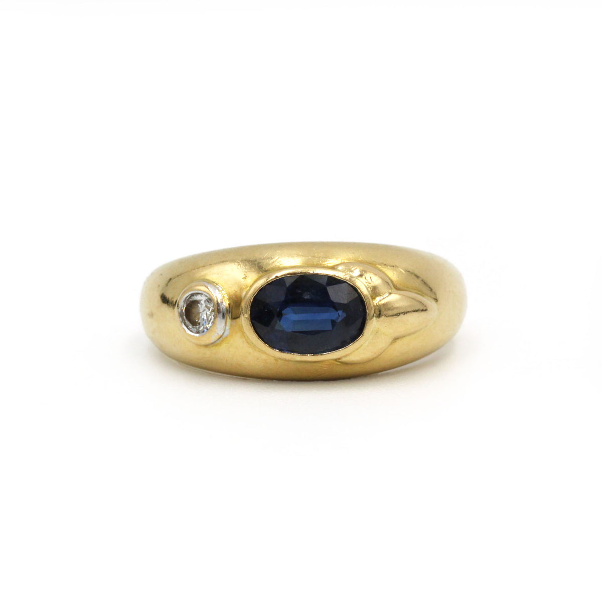 Bague jonc en or jaune, diamant et saphir