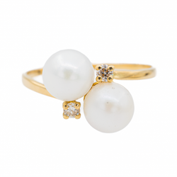 Bague Toi & Moi Or jaune Perle