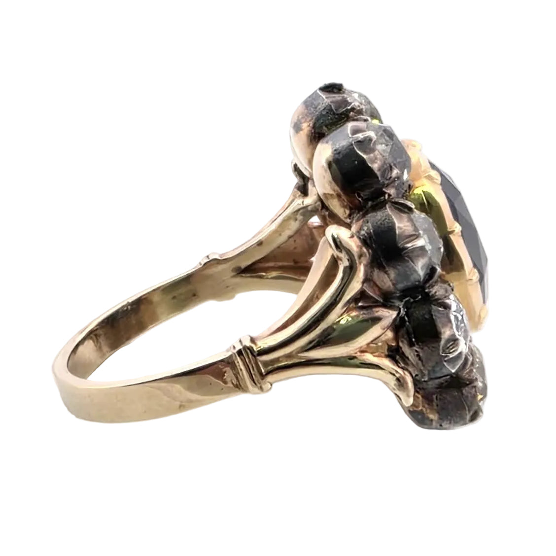 Bague Marguerite en or jaune, argent, saphir et diamants