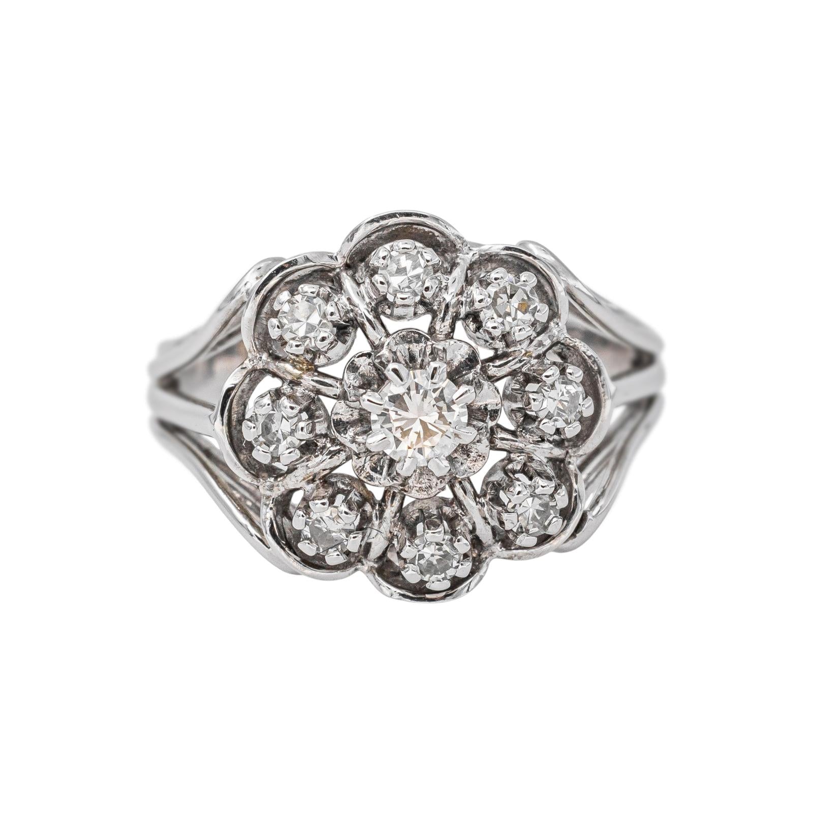 Bague Marguerite Or blanc Diamant