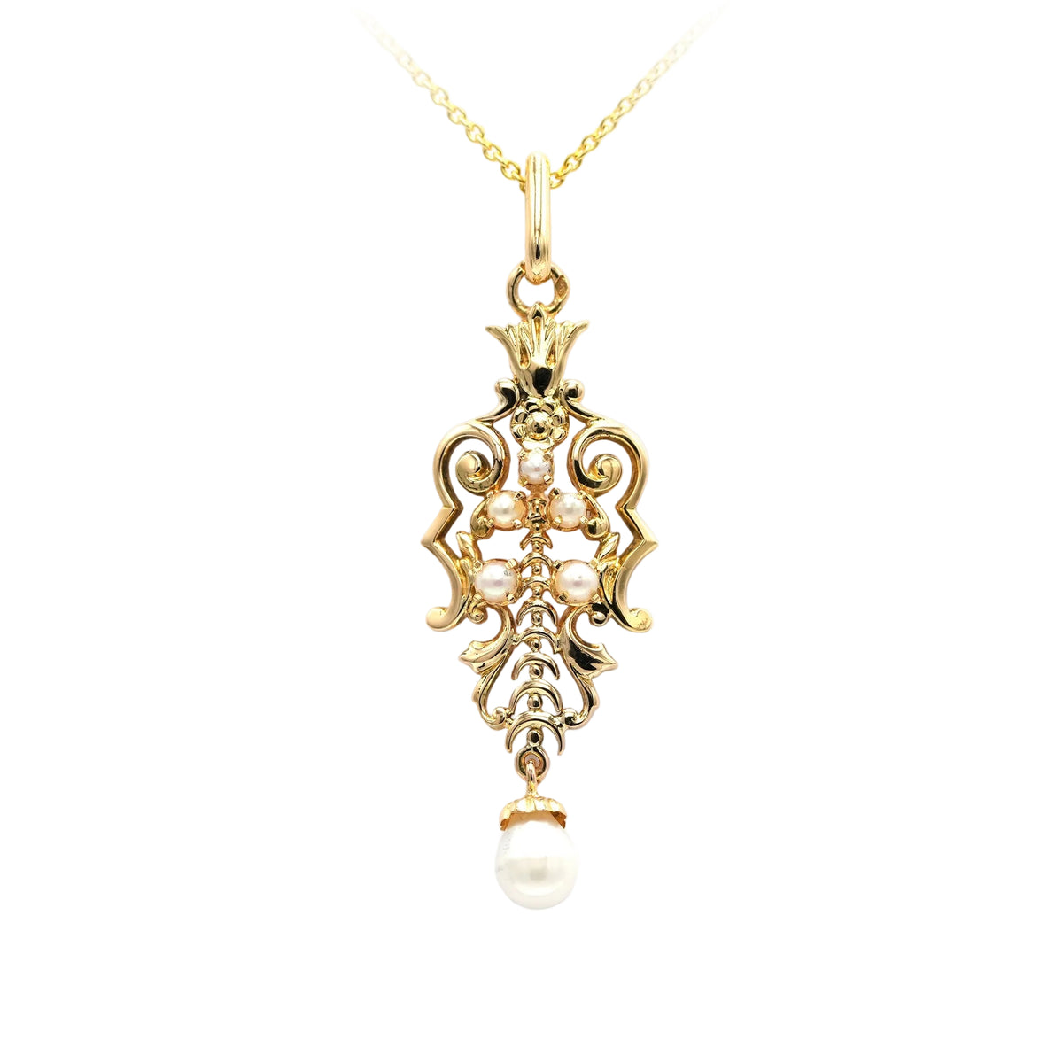 Pendentif en or jaune et perles
