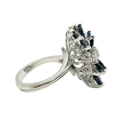 Bague Cocktail en or blanc, saphirs et diamants