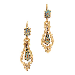 Boucles d'oreilles Pendantes en or jaune et émail