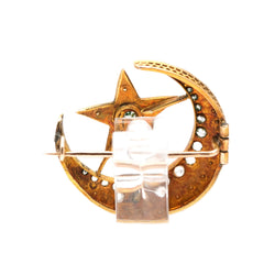 Broche Épingle en or jaune, perles et strass