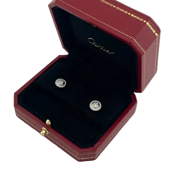 Boucles d'oreilles Puces CARTIER en or blanc et diamants