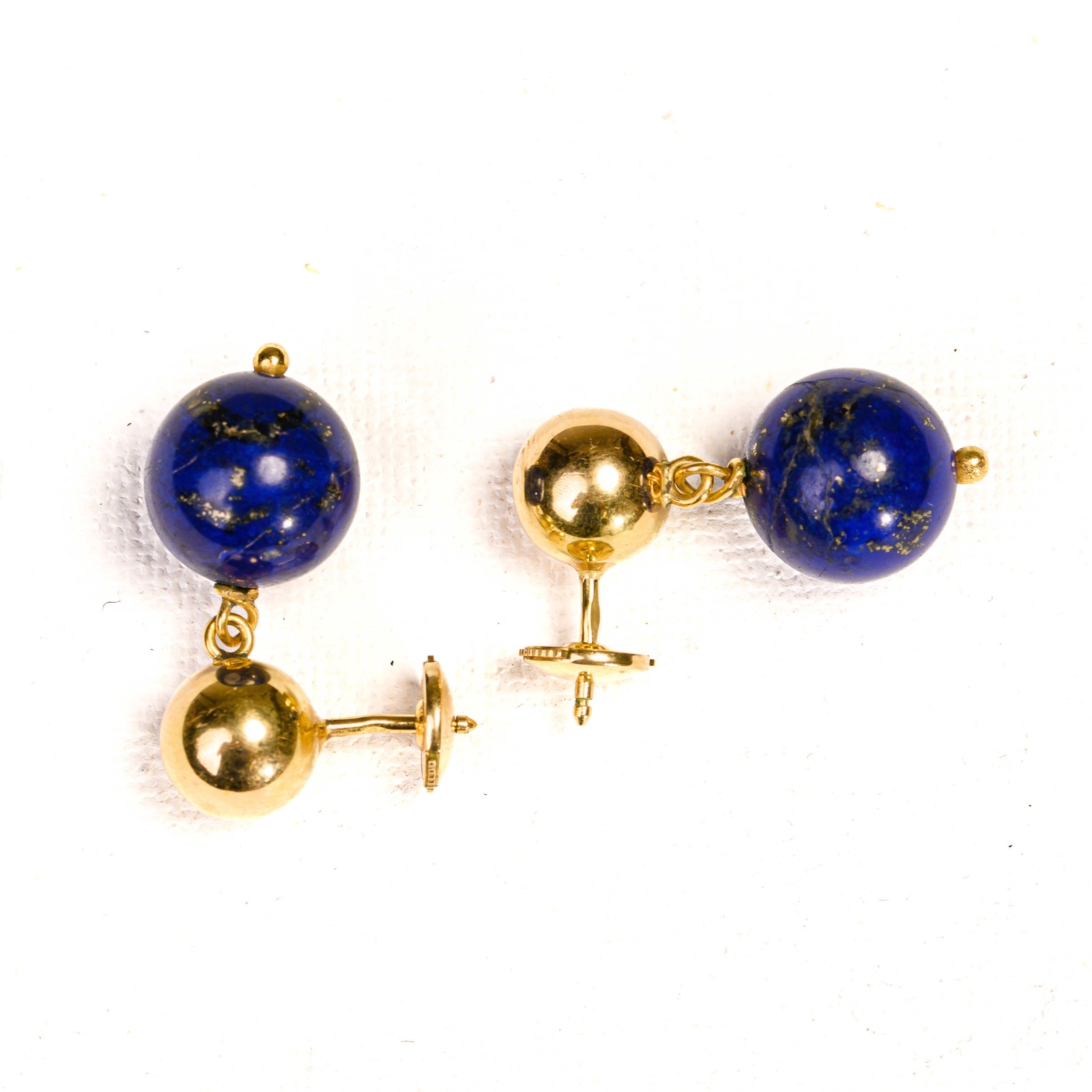 Boucles d'oreilles Pendantes en or jaune et lapis-lazuli