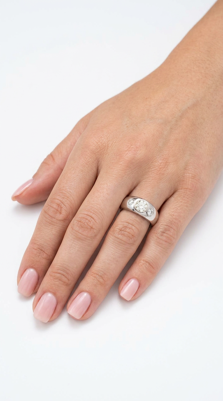 Bague Jonc en platine et diamants
