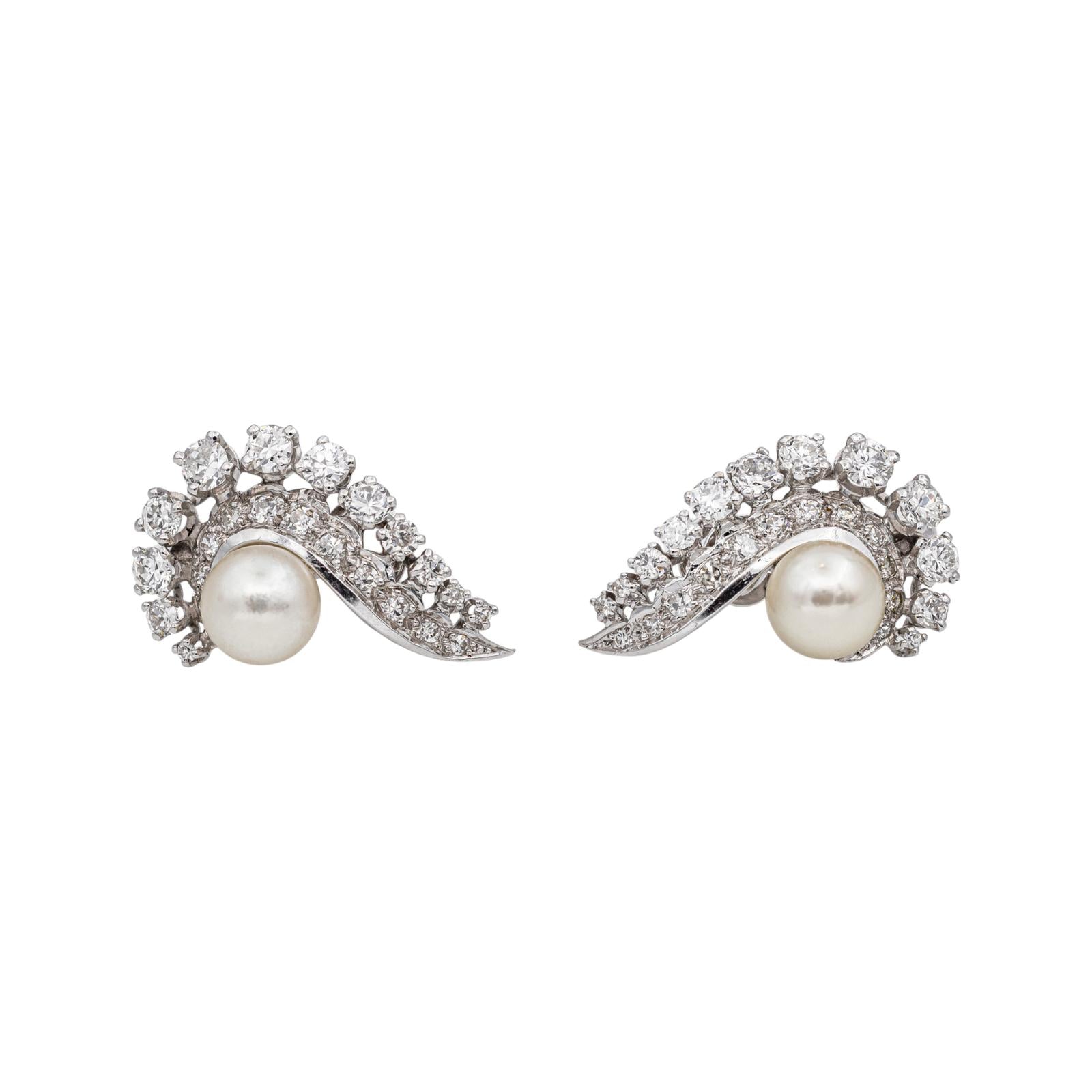 Boucles d'oreilles Or blanc Perle