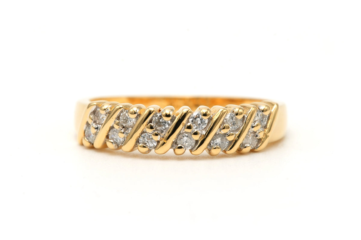 Bague Bandeau en or jaune et diamants