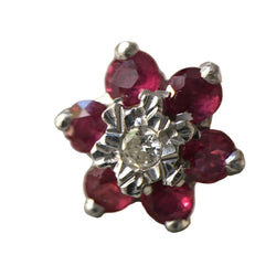 Boucles d'oreilles Puces en or blanc, or jaune, rubis et diamants